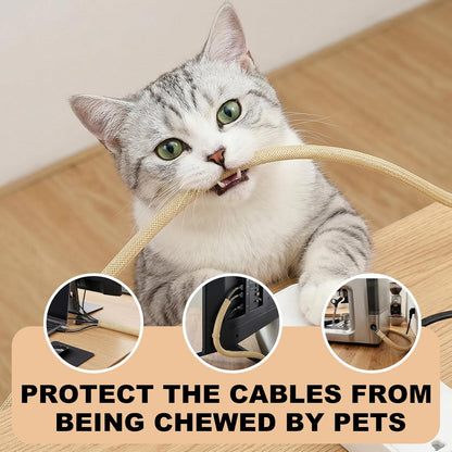 AGPTEK White Cable Sleeve, 2 Pack 5ft - 1.2 Inch Cable Management, Desk Cord Cover Organizer Wire Hider for Computer TV Wire Loom Tubing, Pet Proof Cord Protector from Cat Dog Chewing, White