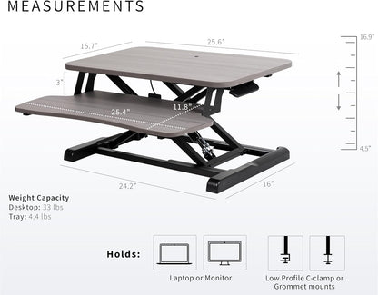 VIVO 26 inch Desk Converter, K Series, Height Adjustable Sit to Stand Riser, Dual Monitor and Laptop Workstation with Keyboard Tray, Black, DESK-V026KB