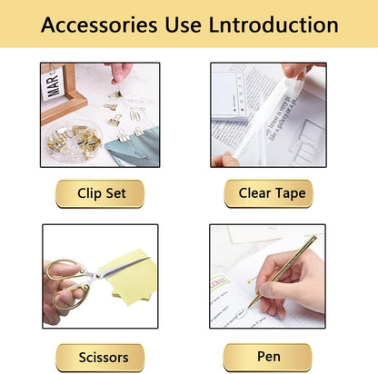 suniya Office Supplies,Gold Desk Accessories,with Stapler,Tape Dispenser,Pen Holder,Scissors,Phone Stand,Staple Remover,Ballpoint Pen,Clear Tape, Staples,Ruler,Clips,Best Gift for Business or Boss
