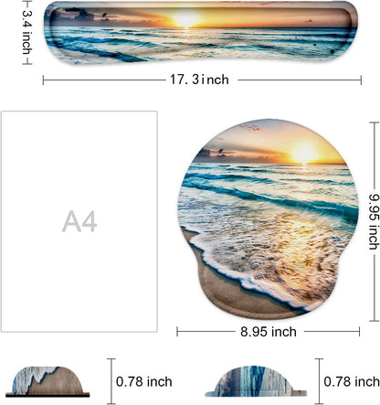 LATEEFAH Mouse Pad with Wrist Rest, 3-in-1 Gaming Mouse Pad, Keyboard Wrist Rest, Ergonomic Memory Foam Mousepad with Wrist Support for Computer Keyboard