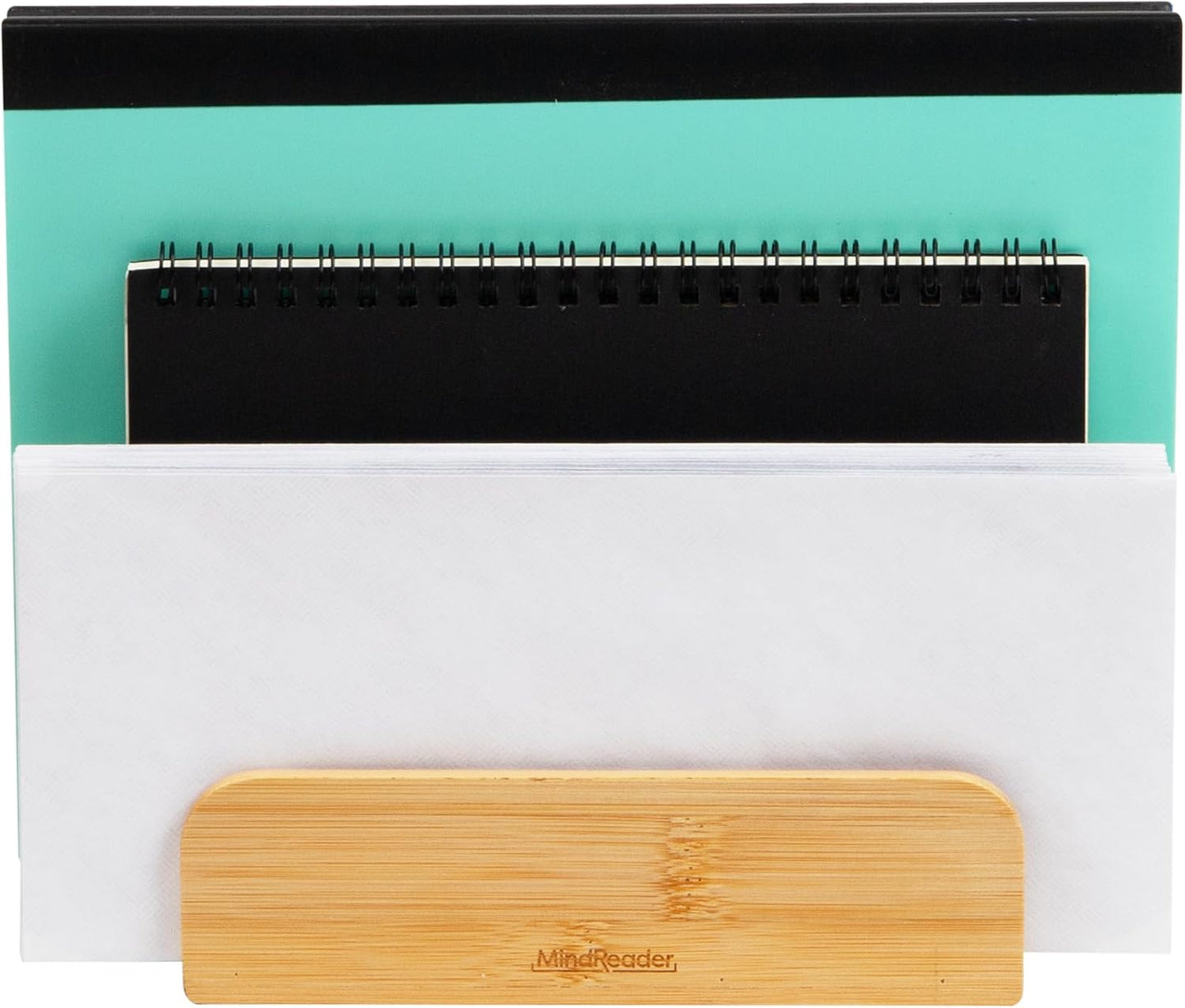 Mind Reader Vertical File Storage, Desktop Organizer, Magazine Holder, Office, Bamboo, 6"L x 11"W x 10"H, Brown