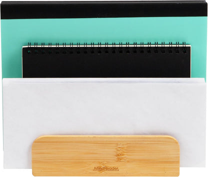 Mind Reader Vertical File Storage, Desktop Organizer, Magazine Holder, Office, Bamboo, 6"L x 11"W x 10"H, Brown