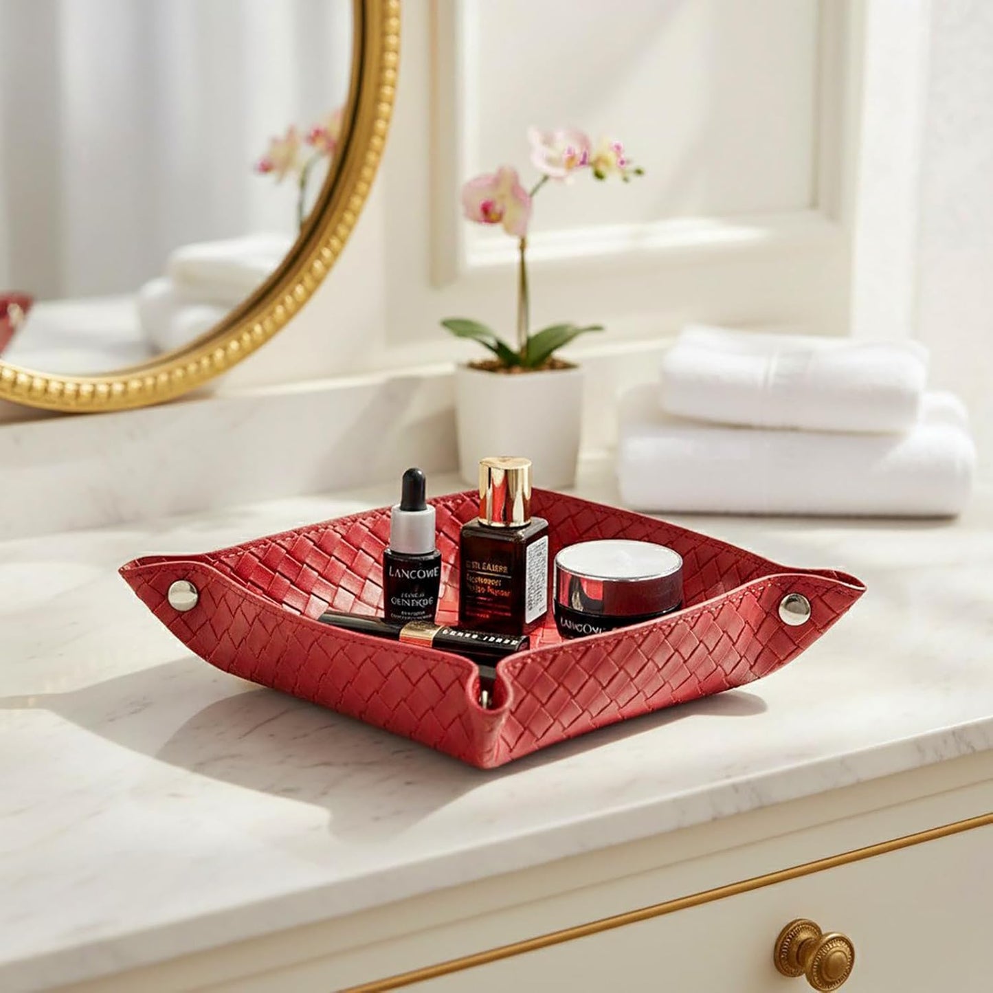 UnionBasic Medium Valet Tray, Jewelry Tray for Rings Watches Earrings, Entryway Catchall Caddy for Coins Keys Change, Nightstand Bedside Valet Holder, Trays for Electronic Gadgets, Candy Pink Plus - Colors B