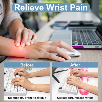 Gel Wrist Rest and Cloud Mouse Pad Support for Keyboard and Mouse - Ergonomic Pink Keyboard Wrist Pad Set for Typing Pain Relief/Computer/Laptop/Gaming/Home/Office (Cloud Shape, Gradient Blue Pink)