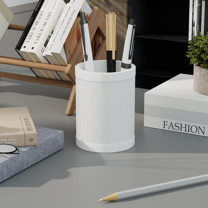 HighHerz Aesthetic Pen Holder For Desk, Modern Silicone Pencil Holder, Stylish Office Desk Decor, Made of 5 mm Thickened Premium Silicone, Office Desk Organizer And Accessories (White)