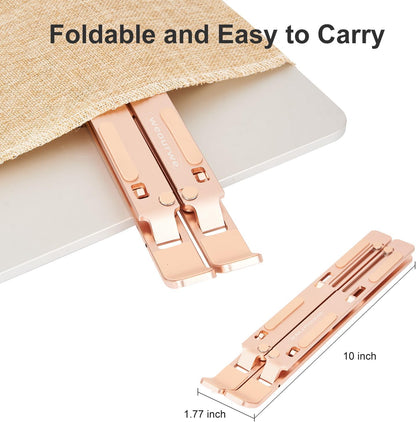 Ergonomic and Foldable Laptop Stand for Desk, Adjustable Riser, Fits All Laptops and Notebooks up to 17,Ultra-Thin,Ventilated Cooling,ABS+Silicone,Silver.