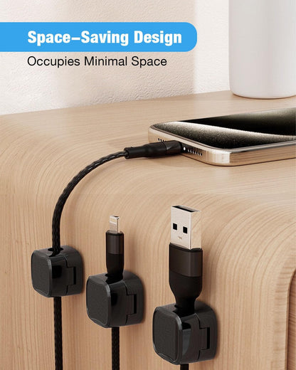 8 Pack Magnetic Cable Clips, Adjustable Magnetic Cord Organizer, Adhesive Magnetic Cord Holder for Desk, Home, Office, Car, Nightstand