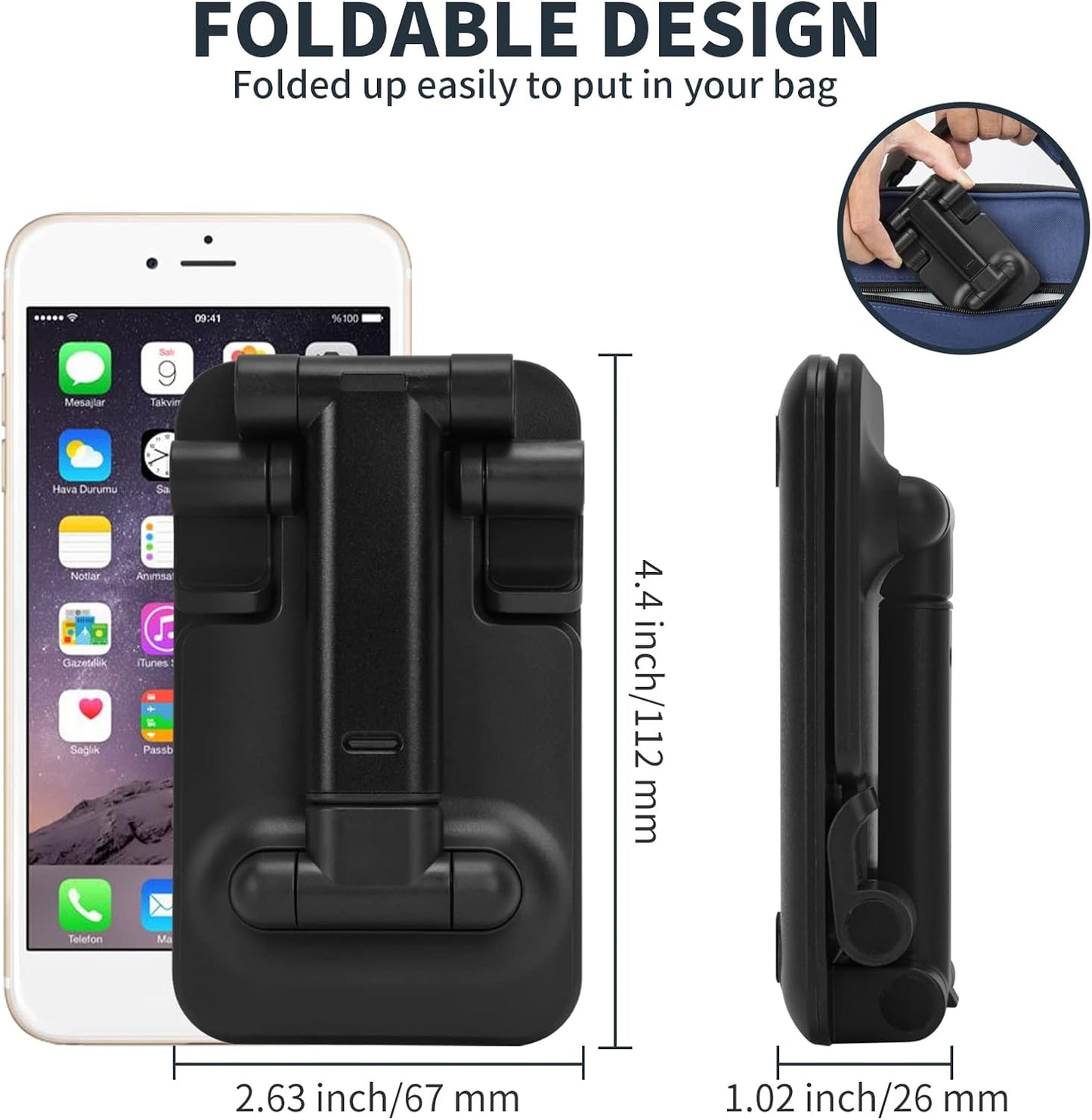 HOTEMIA Cell Phone Stand,Adjustable Foldable Phone Stand for Desk Taller iPhone Stand Compatible with All Smart Phone Desk Accessories(Green)