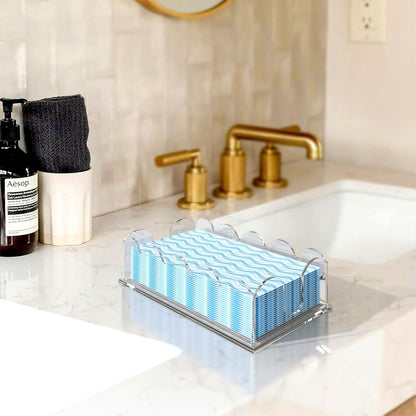 Transparent Acrylic Napkin Holder Clear Guest Paper Disposable Hand Towel Dispenser Tray Organizer For Table Home Kitchen Restaurant and Hotel Business