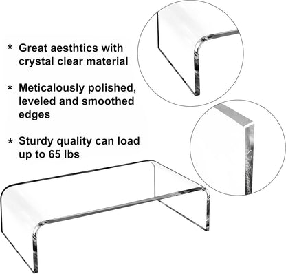 AMT Premium Acrylic Clear Monitor Stand Laptop/PC/Multimedia Monitor Riser for Home Office