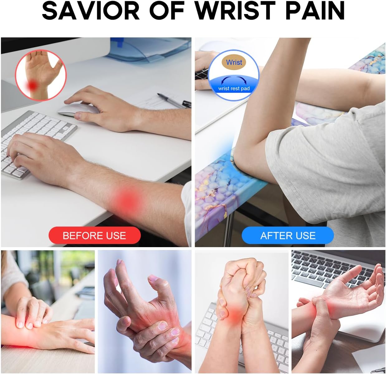 JIKIOU L-Shaped Desk Elbow Pad for Desk, Memory Foam Elbow Support Padding with Non-Slip, 2 Pack Ergonomic Desk Edge Cushion, Wrist Comfort Support for Office Home Black