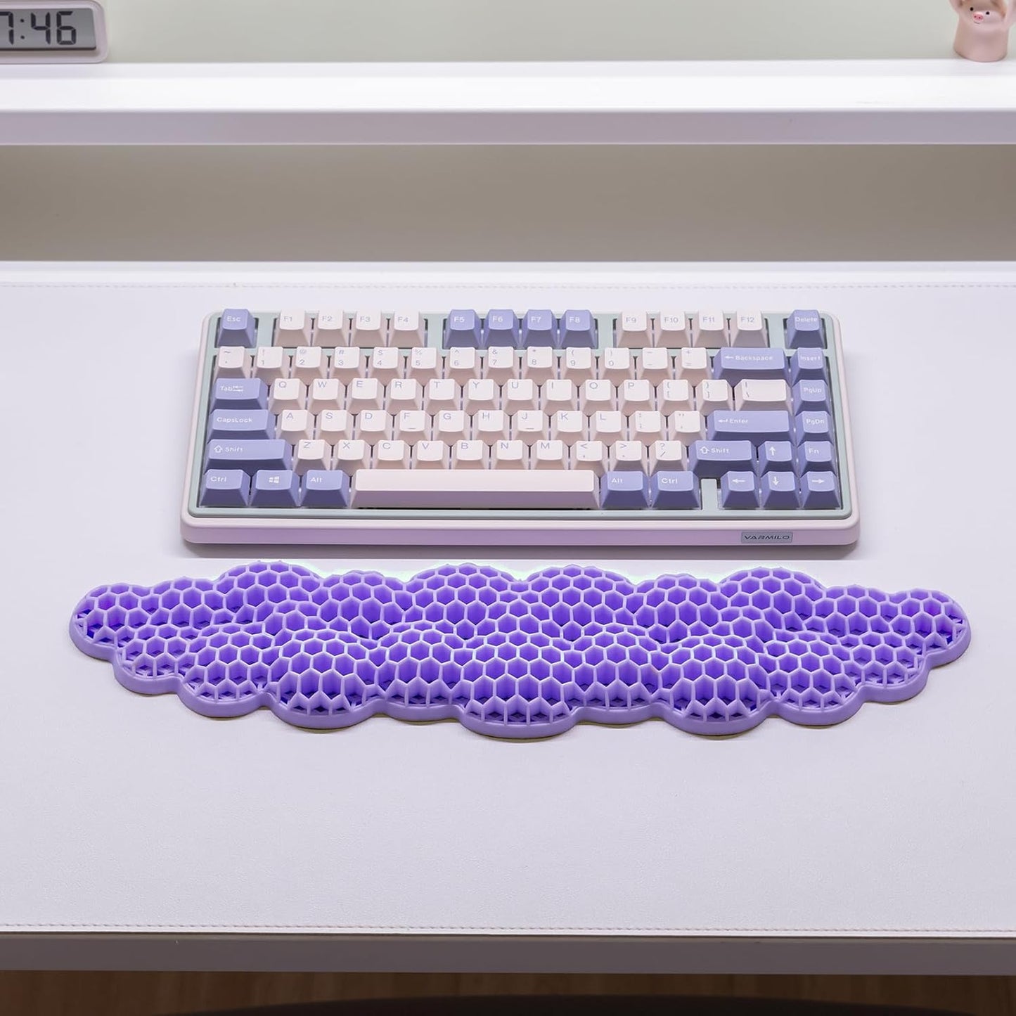Upgrade Keyboard Wrist Rest Set, Ergonomic Keyboard Mouse Wrist Support, Comfortable Memory TPE Wrist Rest for Typing Pain Relief Computer Laptop Mac Gaming Office Wish Gift (Purple, 16.5" L)