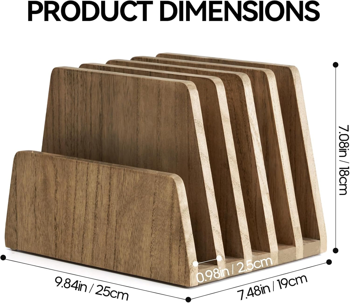 KIRIGEN Desktop File Document Holder Stand 7 Slots Mail Paper Organizer Desk Sorter Holder for File Document Organizer Stand for Home Office Natural (7KWJJ-NA)