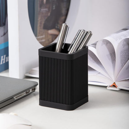 HighHerz Aesthetic Pen Holder For Desk, Modern Silicone Pencil Holder, Stylish Office Desk Decor, Made of 5 mm Thickened Premium Silicone, Office Desk Organizer And Accessories (Black) | For Desk, Modern