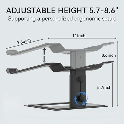 SOUNDANCE Adjustable Laptop Stand for Desk, Computer Stand, Ergonomic Laptop Riser Holder Compatible with 10 to 17.3 Inches Notebook PC Computer, Aluminum Silver