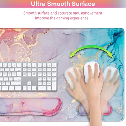 Desk Mat, Large Gaming Mouse Pad with Wrist Rest, 4in1 XXL Mousepad+Keyboard Wrist Rest+Mouse Pad Wrist Support+Cup Coaster Set Ergonomic Floral Computer Desk Arm Wrist for Decor Home Office Women