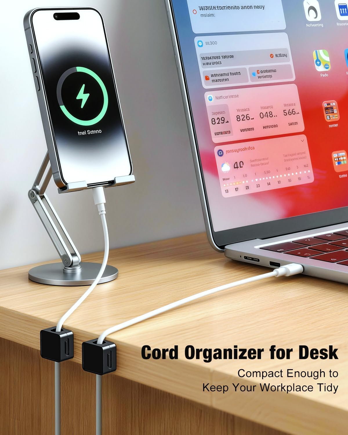 6 Pack Cord Holder, Strong Adhesive Desk Cord Organizer Magnetic Easy Open, Wire Holder Organizer Neatly for Home, Office, Car, Desk, Nightstand, Pink