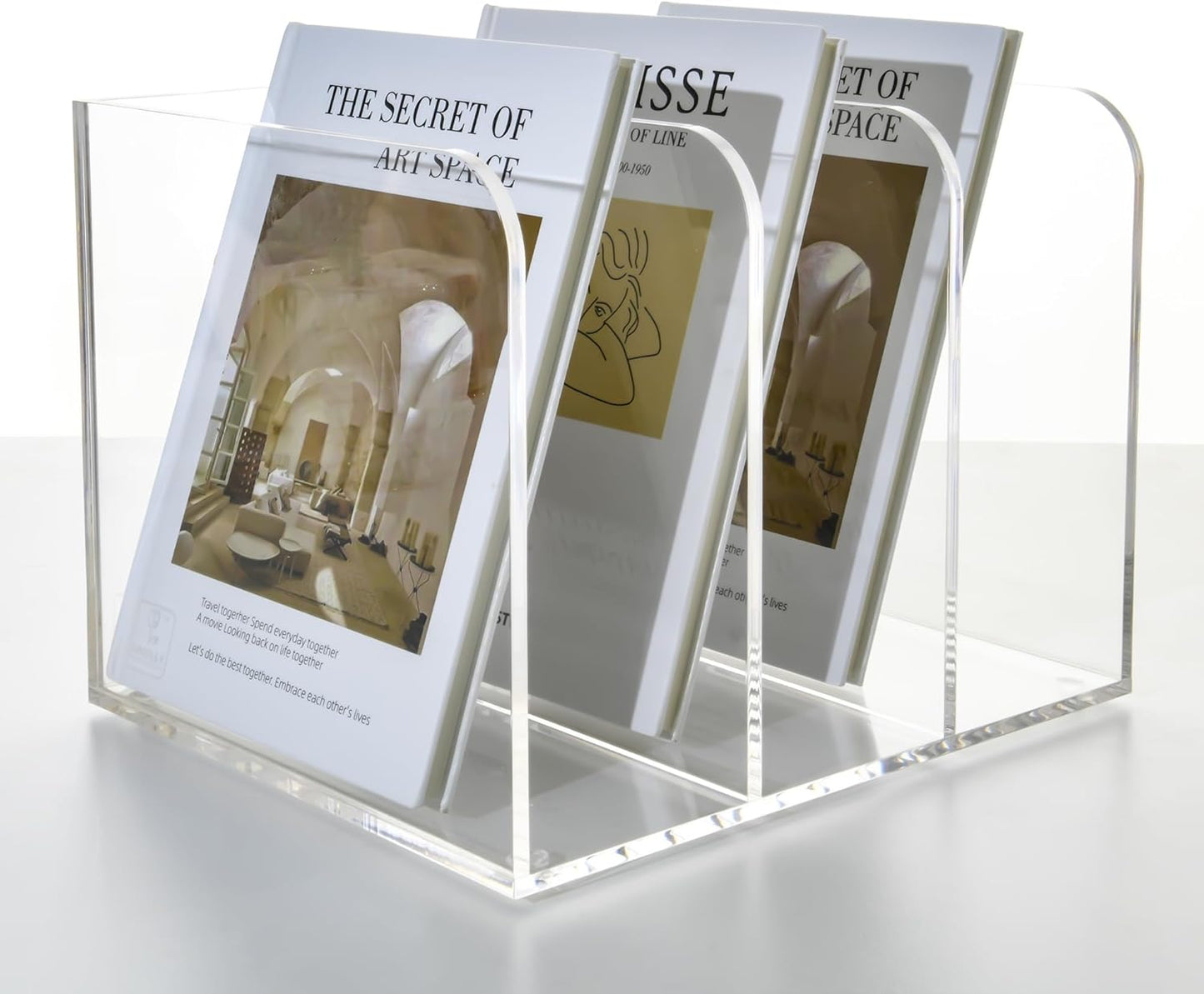 Magazine Holder - Acrylic File Holder and Desk Organizer, Clear Bookend File Sorter, Acrylic Book Organizer and Storage Box for Documents, Magazine Holder Rack for Classroom, Home, and Office