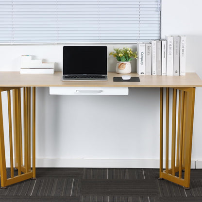 Under Desk Drawer Organizer 21" White Upgrade with Adjustable Brackets, Sliding Pull-Out Under Table Pencil Drawer, Office Standing Desk Attachment for Workbench