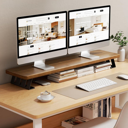 Monitor Stand Riser, 39 Inch Large Wood Monitor Stands for 2 Monitors