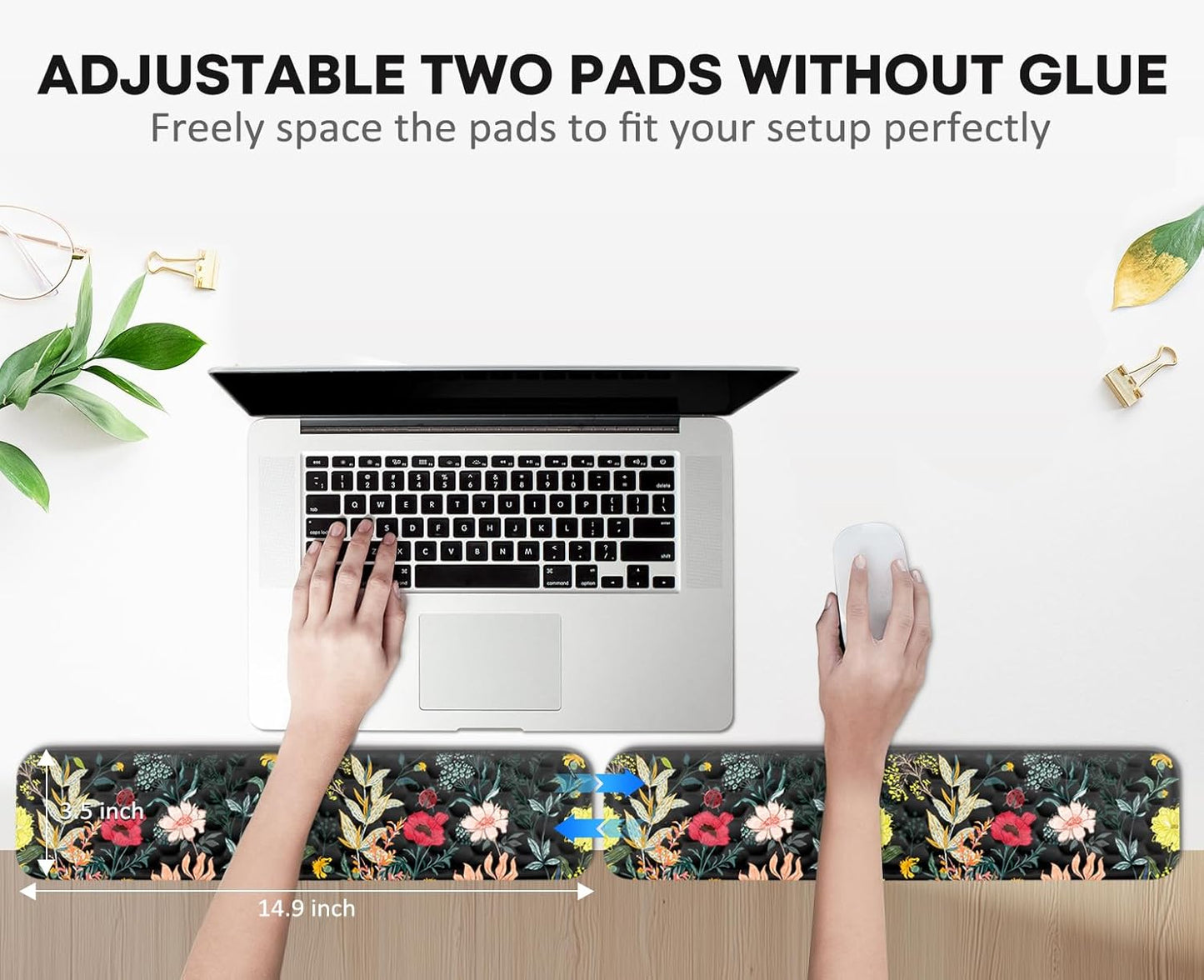 JIKIOU L-Shaped Desk Elbow Pad for Desk, Memory Foam Elbow Support Padding with Non-Slip, 2 Pack Ergonomic Desk Edge Cushion, Wrist Comfort Support for Office Home Black