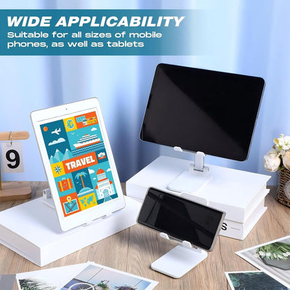 Wonderjune 12 Pcs Cell Phone Stand for Desk Phone Holder Stand Foldable Angle Height Adjustable Portable Holder Tablet for Office Travel Photography (White)