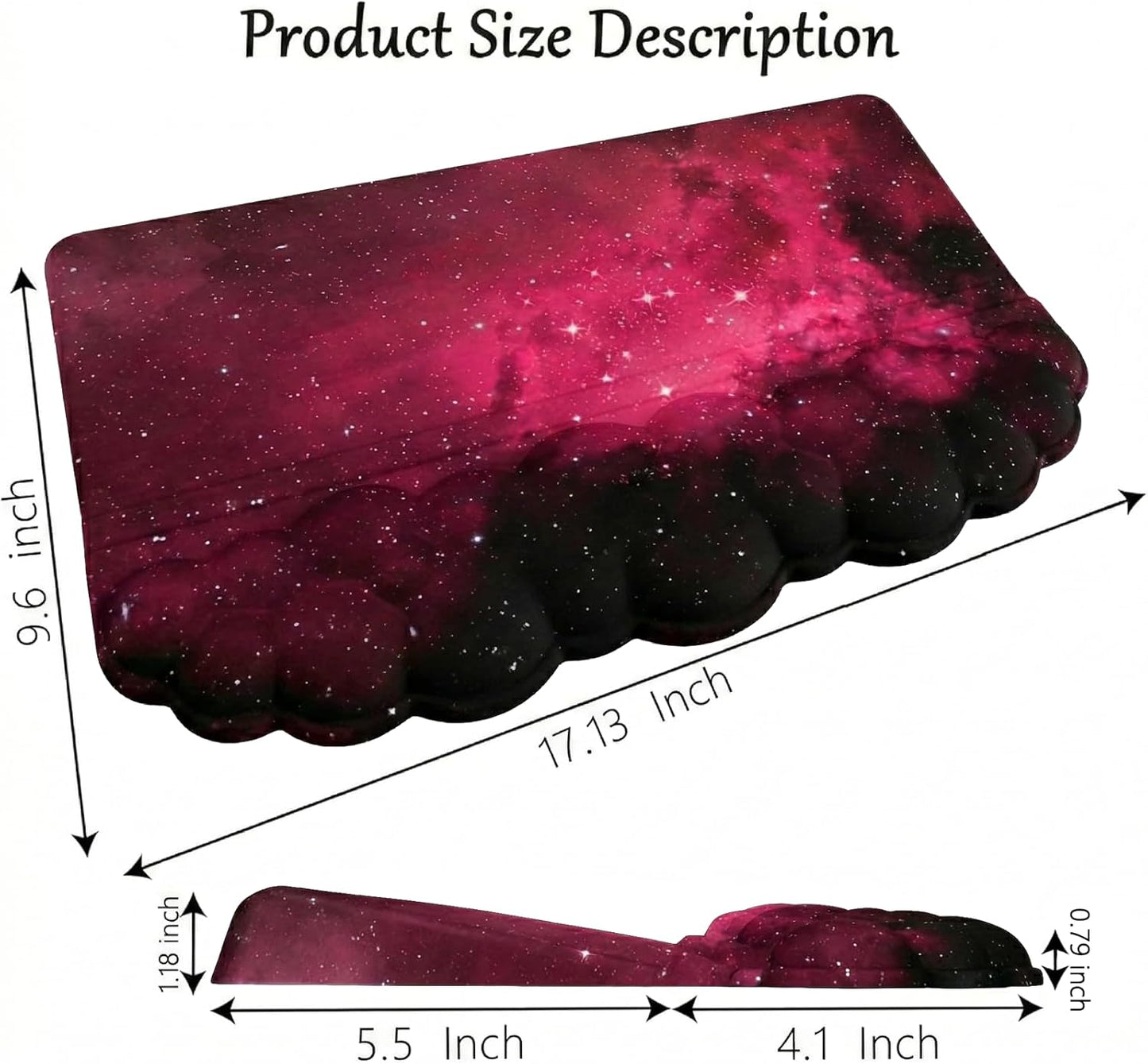 Computer Keyboard Stand Pad with Wrist Rest Purple Blue Cloud Keyboard Pad Support with Comfortable Galaxy Stars Wrist Pad Cute Girl Ergonomic Tilted Keyboard Riser Holder for Desktop Office Home