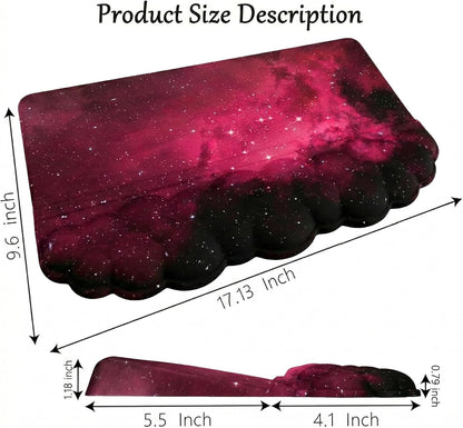 Computer Keyboard Stand Pad with Wrist Rest Purple Blue Cloud Keyboard Pad Support with Comfortable Galaxy Stars Wrist Pad Cute Girl Ergonomic Tilted Keyboard Riser Holder for Desktop Office Home