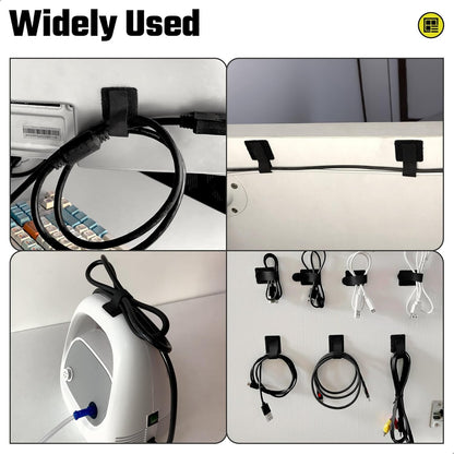 Matenf Under Desk Cable Management Kit - 40 PCS Self-Adhesive Hook & Loop Cable Organizers, Adjustable Cord Hider for Desk, Cable Ties in Office, Home, Kitchen (Black)