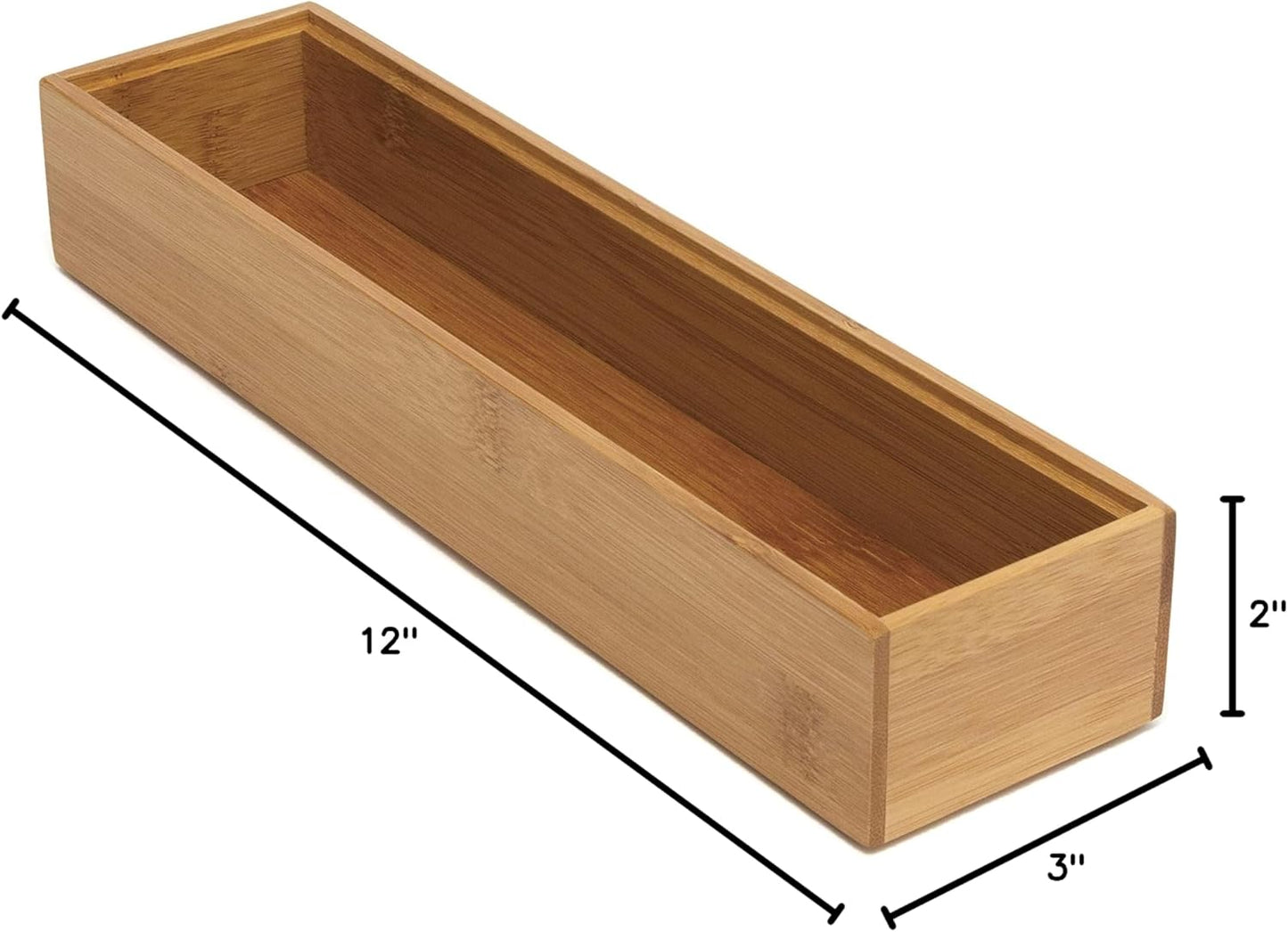 Lipper International 8186S Bamboo Wood Stacking Drawer Organizer Box, 6" x 15"