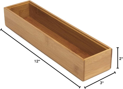Lipper International 8186S Bamboo Wood Stacking Drawer Organizer Box, 6" x 15"