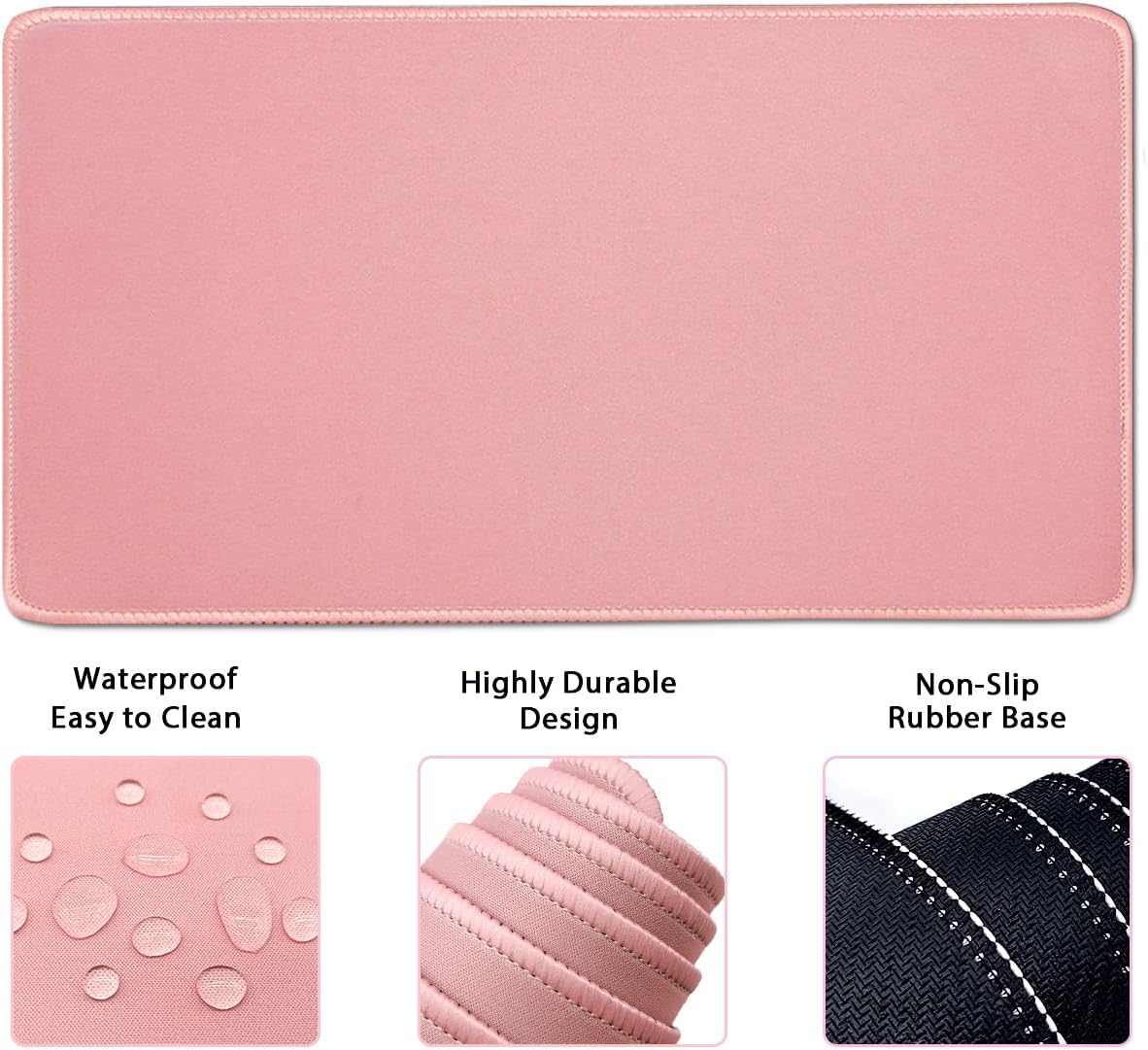 4-in-1 Large Gaming Mouse Pad, Keyboard Wrist Rest Pad & Wrist Support Mousepad Set, Extended Desk Pad Waterproof Desk Mat for Home Office Study Game-Black