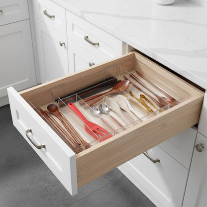 2 Pcs Large Expandable Desk Drawer Organizer, Adjustable Drawer Dividers Tray with Compartments for Organizing Pens, Pencils, Paper Clips and Sticky Notes, Office, Kitchen, Desk Supplies