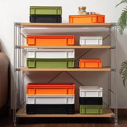 Stackable Organizer Boxes - Create Your Perfect Modular Desktop Storage System Office Desk Organizer Set15.8''*11''*3.26'' (Beige, 6Large)