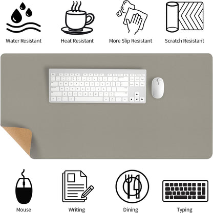 Bloss Leather Desk Pad and Keyboard Wrist Rest, Large Mouse Pad + Keyboard Pad+Mouse Wrist Support, Non-Slip Desk Mat Protector for Office, Home(31.5×15.7 Inches,Beige)
