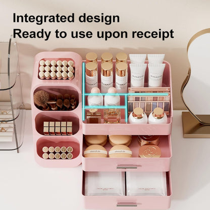 Booklov Makeup Organizer for Vanity, Countertop Cosmetic Display Case with Clear Acrylic Drawers, Bathroom Counter Beauty Caddy, Cute Table Storage Holder for Skincare, Brush Lipsticks, Crystal White
