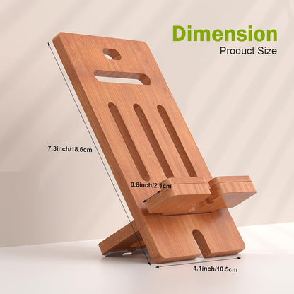 Pezin & Hulin Cell Phone Tablet Stand, Bamboo Wooden Smart Phone Desktop Charging Dock Holder Compatible with Pad, 8 Plus X XS Max XR, All Android Cellphone, Tablet - 1 Pack