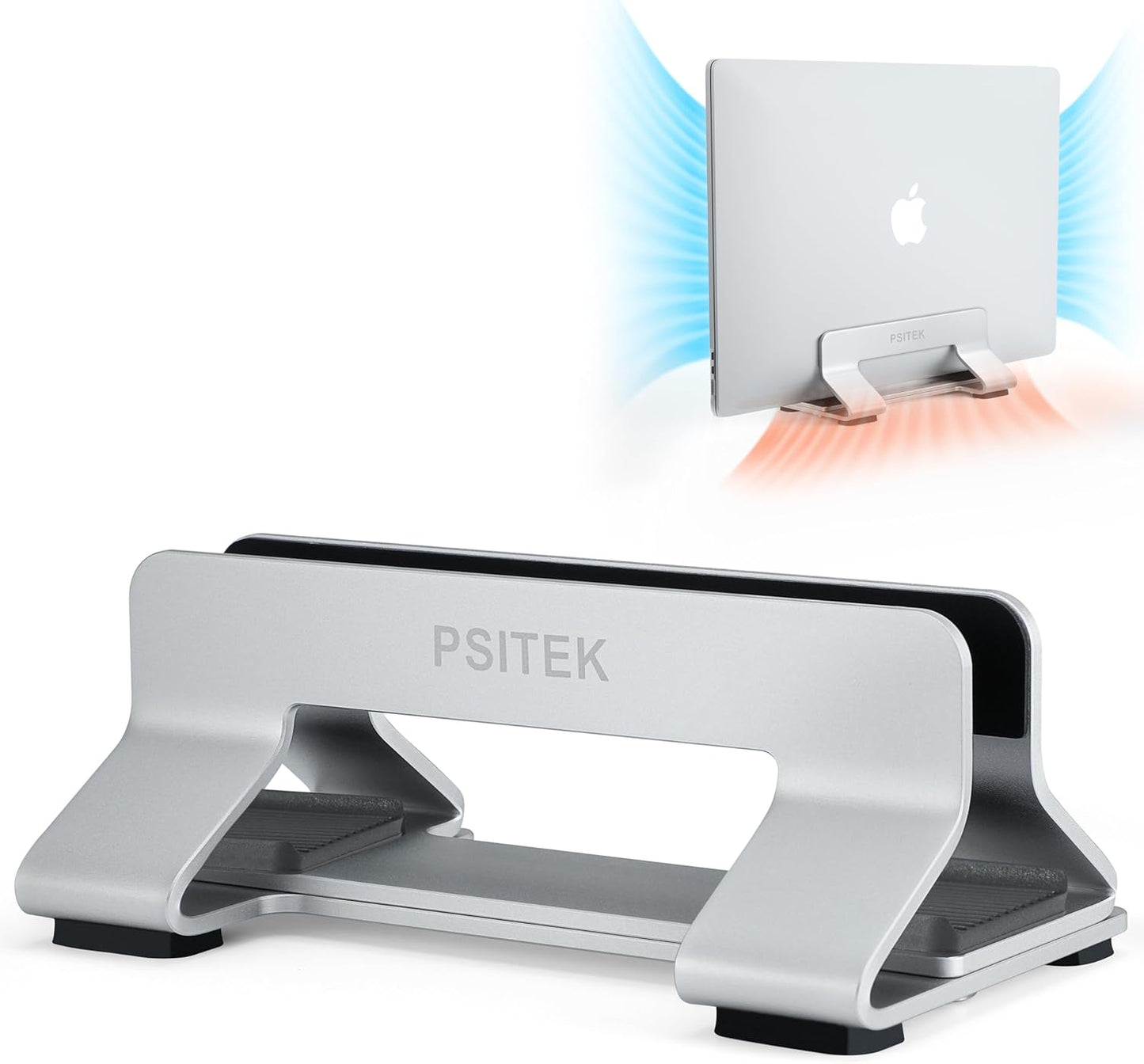 Aluminum Dual Vertical Laptop Stand Dock Holder, Supports 2 Devices, Adjustable Slot Width 15-36mm, Space-Saving Upright Storage for MacBook and Laptops