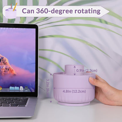 SKYDUE 360 Degree Rotating Pencil Pen Holder for Desk, Dual-Purpose Desk Organizer, Rotating Pencil Cup with 5 Slots, Office Supplies, Desk Decor for Office, School, Home
