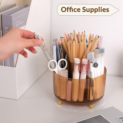 SKYDUE Rotating Pencil Pen Holder, Pen Organizer with 5 Slots - Aesthetic Desk Organizer and Accessories for School, Home, Office Supplies