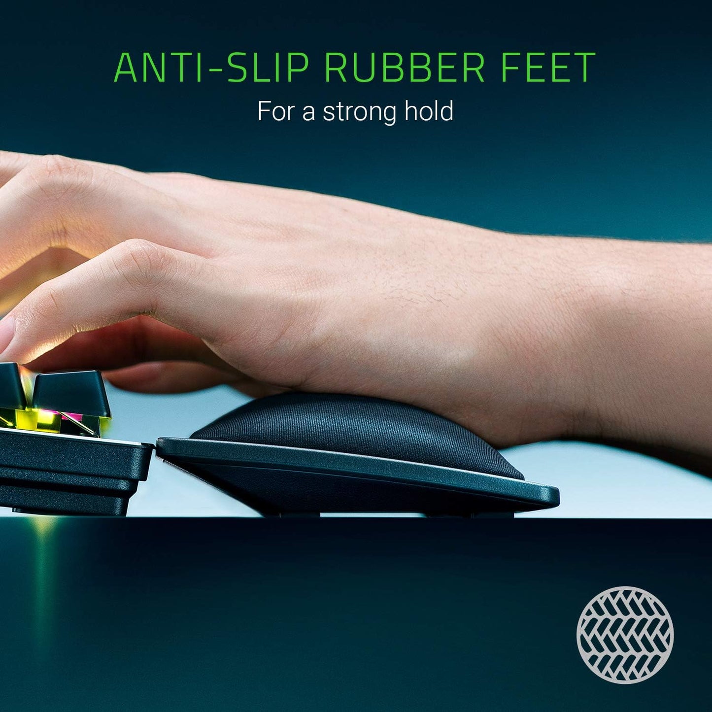 Razer Ergonomic Wrist Rest for Mini Keyboards: Plush Leatherette Memory Foam Cushion - Anti-Slip Rubber Feet