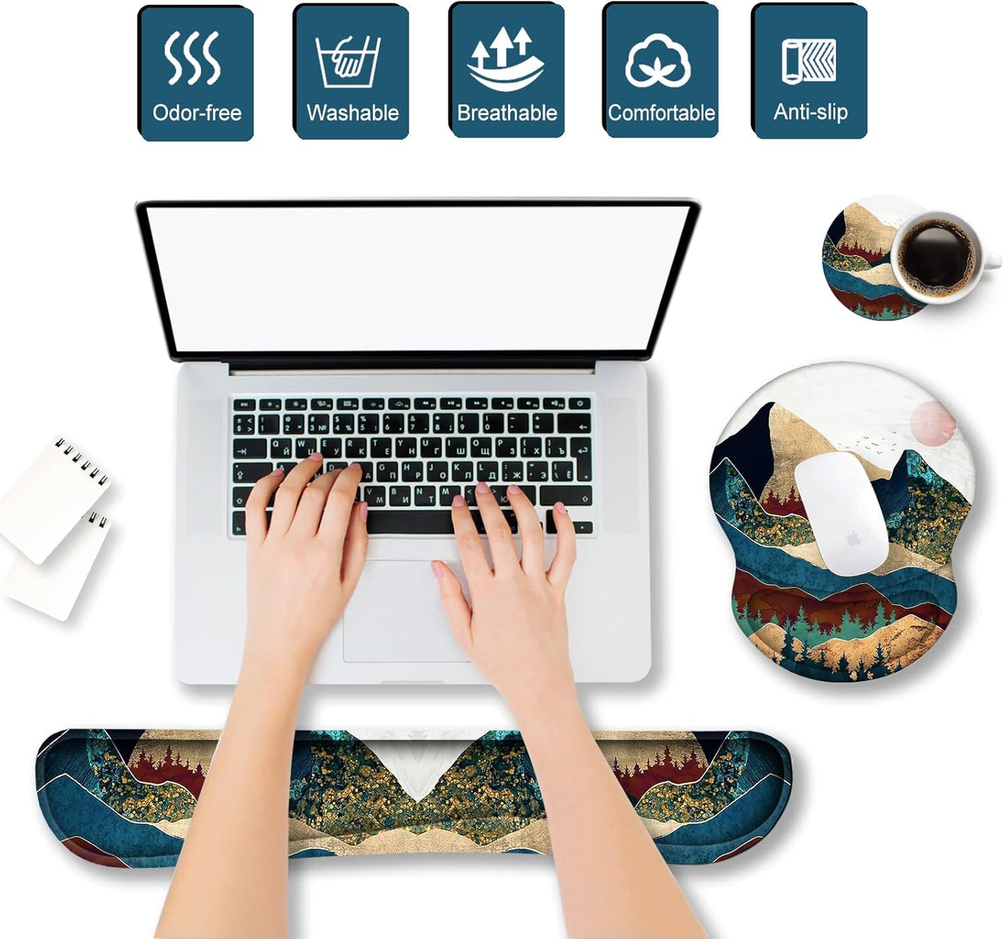ArtSo Upgraded Wrist Rest Support for Mouse Pad & Keyboard, Ergonomic Gel Mousepad Non-Slip Rubber Base Home,Office Pain Relief, Easy Typing Cushion Neoprene, Soft Memory Foam, Purple Heart Butterfly