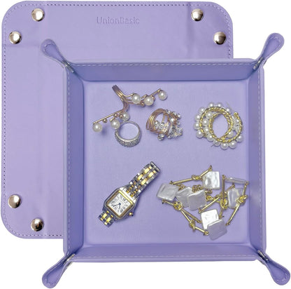 UnionBasic Medium Valet Tray, Jewelry Tray for Rings Watches Earrings, Entryway Catchall Caddy for Coins Keys Change, Nightstand Bedside Valet Holder, Trays for Electronic Gadgets, Candy Pink Plus - Colors B