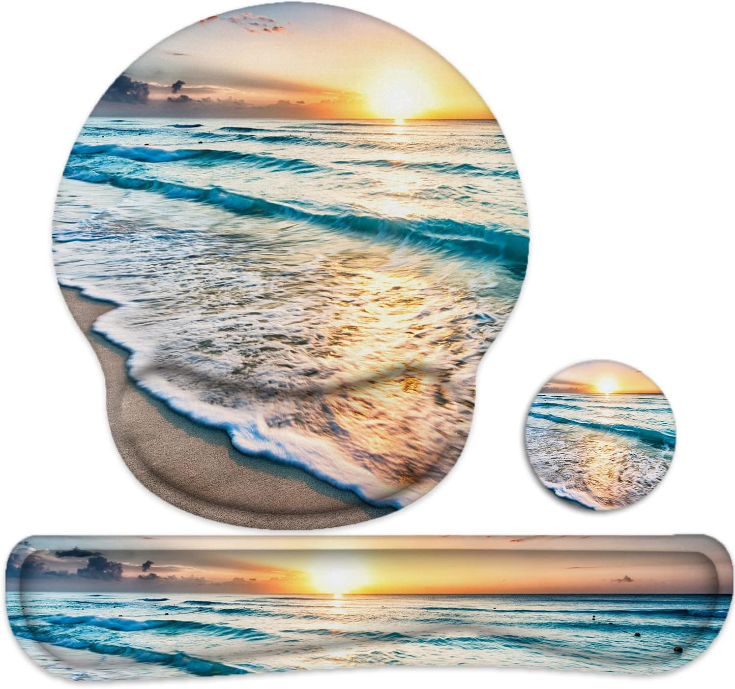 LATEEFAH Mouse Pad with Wrist Rest, 3-in-1 Gaming Mouse Pad, Keyboard Wrist Rest, Ergonomic Memory Foam Mousepad with Wrist Support for Computer Keyboard