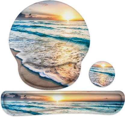 LATEEFAH Mouse Pad with Wrist Rest, 3-in-1 Gaming Mouse Pad, Keyboard Wrist Rest, Ergonomic Memory Foam Mousepad with Wrist Support for Computer Keyboard