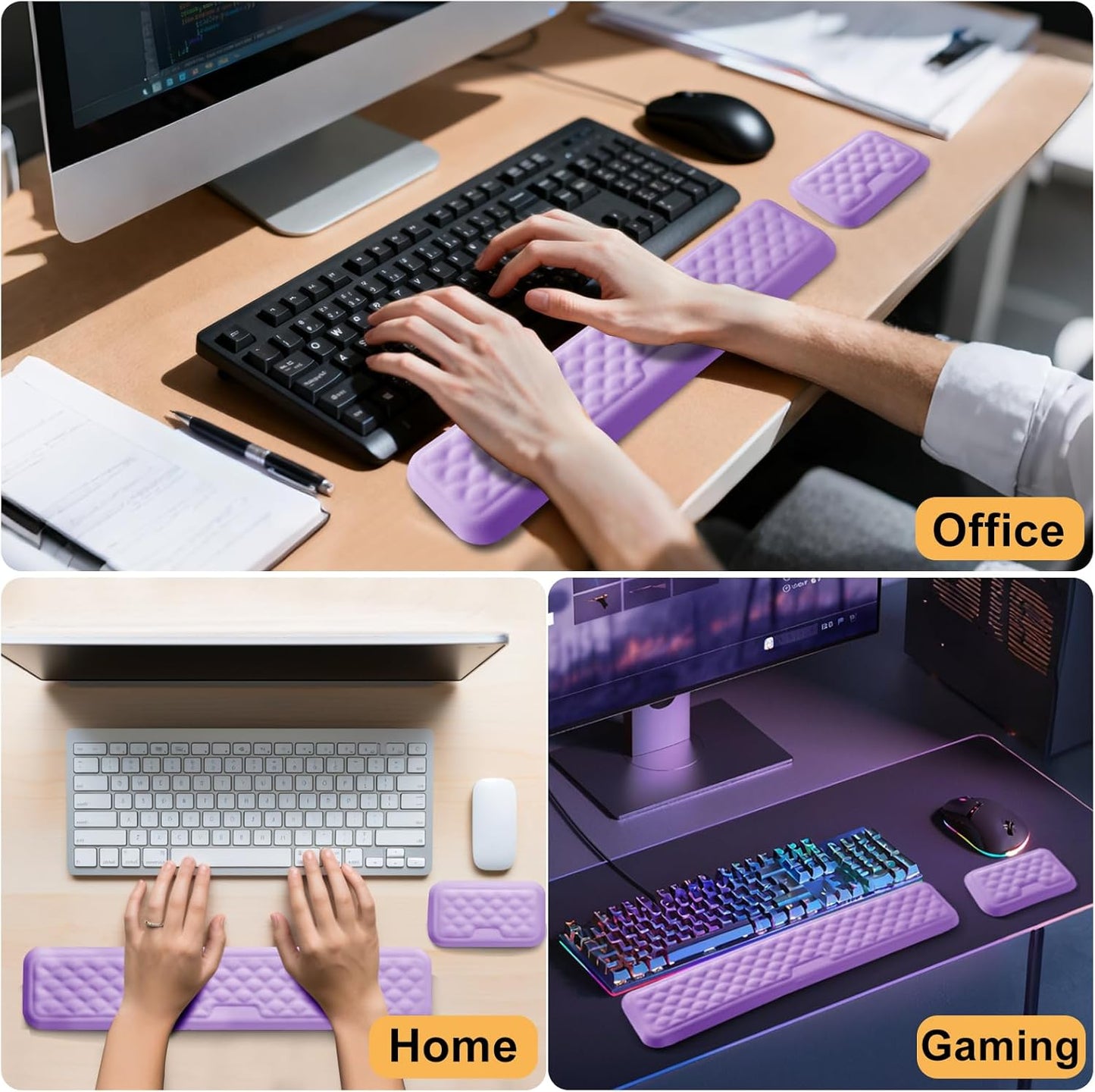 Keyboard Wrist Rest Mouse Wrist Support, Memory Foam Wrist Rest Pad for Computer Laptop, Ergonomic Wrist Cushion Support for Typing Pain Relief, Gaming Home Office, Pink