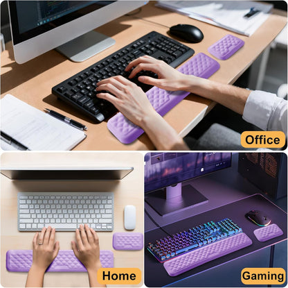 Keyboard Wrist Rest Mouse Wrist Support, Memory Foam Wrist Rest Pad for Computer Laptop, Ergonomic Wrist Cushion Support for Typing Pain Relief, Gaming Home Office, Pink