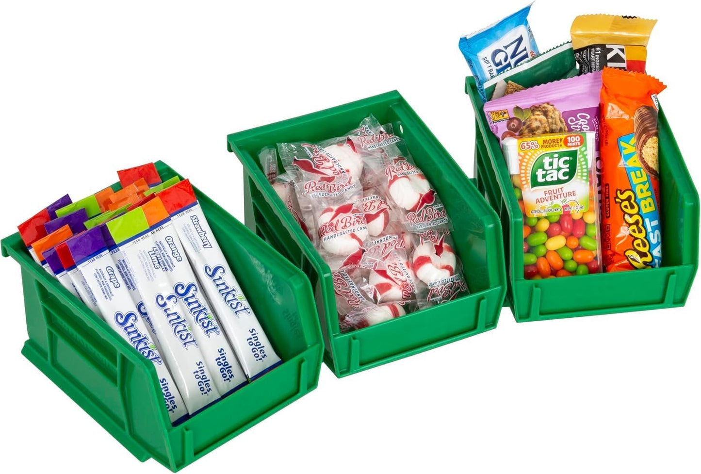 Akro-Mils 30210 AkroBins Plastic Storage Bins, Space-Saving Stackable Bins for Garage, Pantry, Craft Organization, 5" x 4" x 3", Stone, 6-Pack