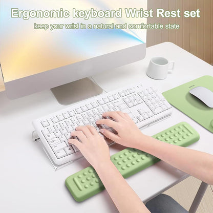 MOSISO Computer Keyboard Stand&Wrist Rest Support for Keyboard &Mouse Pad Set, Ergonomic Massage Wrist Rest Set, Easy Typing Working Acrylic Clear Stand for Office Home, Apricot