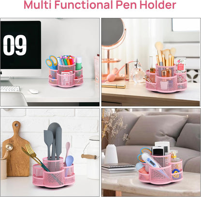 Topwey Pen Holder for Desk, 360 Rotating Pencil Holder, Cup Holder for Desk Office, Desk Organizers and Accessories in Black